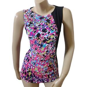 ANNE KLEIN Womens Size 4 Sleeveless Retro Abstract Print Tank Top Shirt